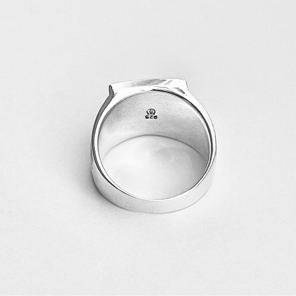 Sterling Silver Heavy Unisex Genuine Turquoise Ring, Statement Stone Rings - Picture 14 of 14